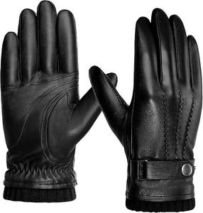 Gants d'hiver en cuir véritable pour hommes, chauds, respirants, doublés de polaire, coupe-vent, de haute qualité - Product Image 6