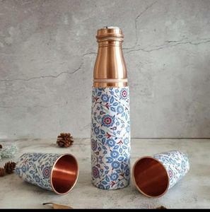 Botella de Agua de Cobre con Taza, Diseño Clásico, Gran Capacidad, Ecológica, Portátil, para Viajes, con Tapa - Product Image 4