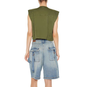 Nuevo Diseño de Invierno, Top Corto sin Mangas para Mujer, Tejido, Acolchado, Estilo Urbano, Transpirable, Liso, con Cierre Completo y Múltiples Bolsillos - Product Image 4