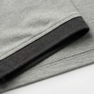 Polo à manches courtes gris pour homme, en coton tricoté, couleur unie, décontracté, respirant, coupe classique, avec boutons - Product Image 6