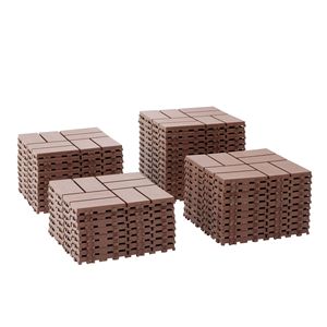 กระเบื้องพื้นพลาสติกแบบประกบกัน 44 ชิ้น ขนาด 12x12 นิ้ว รูปทรงสี่เหลี่ยมจัตุรัส กันน้ำ สำหรับปูพื้นระเบียงกลางแจ้ง ใช้งานได้ทุกสภาพอากาศ - Product Image 4