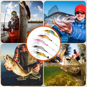 Juego de 10 señuelos de pesca de camarón de silicona suave y realista con anzuelos luminosos y afilados para agua dulce y salada - Product Image 6