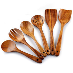 Utensilios de cocina de lujo para wok, espátulas de madera sostenibles, utensilios antiadherentes, juego de espátulas de madera. - Product Image 5