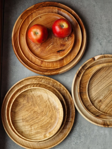 Round Eco-Friendly Wooden Dining <b>Plates</b> Classic Polished Handmade <b>Plate</b> Set Dishwasher & Microwave Safe - Product Image 6