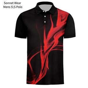 Casual Polo <b>Shirt</b> for Men Short Sleeve Dri Fit Novelty <b>Flame</b> Print - Product Image 3