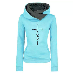 Sweat-shirt rose à capuche avec imprimé croix Faith, coupe ajustée, unisexe, en polaire, décontracté, pour l'automne - Product Image 3