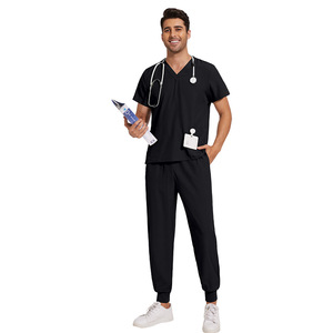 Ensemble d'uniformes médicaux modernes pour homme : pantalon de jogging et haut à manches courtes extensibles, anti-plis - Product Image 4