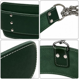 High Performance Fitness Wear Custom Dip Belt Genuine Leather <b>Adjustable</b> Carabiner Waistband Support For Strength Training Use - Product Image 2