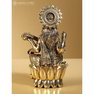 Superfino pequeño Maa Saraswati latón ídolo múltiples tamaños escultura ilustraciones - Product Image 4