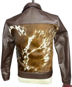 Chaqueta de cuero personalizada con flecos para hombre, elegante chaqueta de cuero genuino con pelo de vaca, talla grande, chaqueta de cuero para montar a caballo para chicos. - Product Image 2