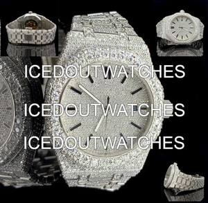 Moissanite Diamond <b>Iced</b> <b>Out</b> <b>Watch</b> Stainless Steel Mechanical Movement 20BAR Water Resistant Unisex Fashion Vintage Timepiece - Product Image 3