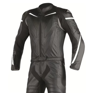 Traje de Motociclismo de Cuero para Hombre, Manga Larga, Negro con Detalles Grises, Resistente al Viento, Protección para Todas las Estaciones, Nuevo, Personalizable - Product Image 3