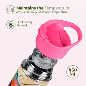 Eco-friendly metal water bottle Pink lid modern design flask 450ml travel water bottle Reusable <b>drinkware</b> <b>accessory</b> - Product Image 3