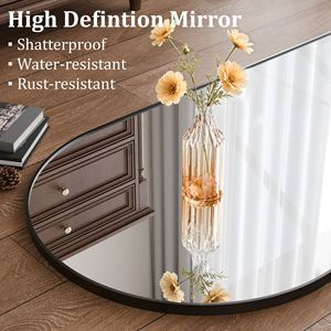 Miroir sur pied surdimensionné de 71''x30'' avec cadre en métal noir, incassable et portable - Product Image 4