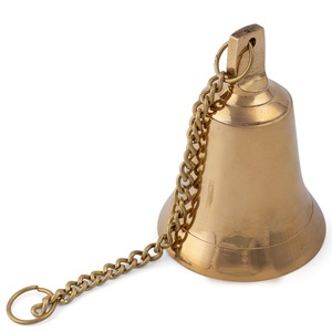 Brass Hanging Temple Bells with Chain Decorative <b>Mandir</b> Ghanti for Pooja Room Home Entrance Spiritual Decor - Product Image 4