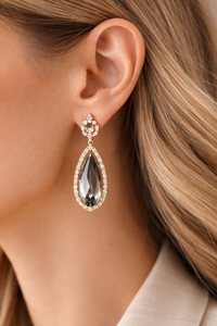 Pendientes de Cuarzo Ahumado con Baño de Oro de 18K para Mujer, ELVORA GEMS, Engaste de Bisel, Joyería de Lujo para Bodas - Product Image 1