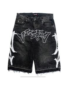 Pantalones Cortos de Mezclilla para Hombre, Estilo Vintage, Personalizados, con Pedrería, de Fabricante de Ropa Urbana - Product Image 4