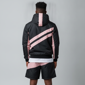 Ensemble de survêtement coupe-vent deux pièces personnalisé pour homme 2026 – Short et veste zippée à capuche en nylon - Product Image 4