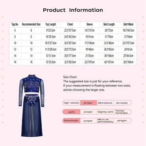 Costume de danse lyrique pour filles de 6 à 16 ans, ensemble haut court et jupe fluide pour spectacles sur scène, cours de danse, noir - Product Image 6