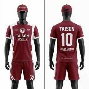 Uniforme de Bádminton Premium de Poliéster de 240g, Secado Rápido, Color Granate con Panel Blanco, Personalizado con Transferencia Térmica Frontal, Tallas Grandes, Ropa Deportiva para Equipos - Product Image 1