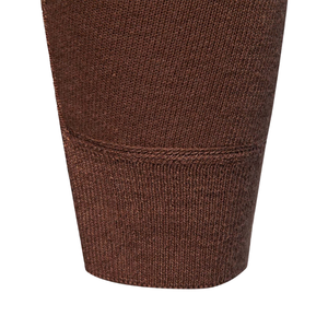Pull à col montant zippé pour homme, marron, en polyester, décontracté, uni, à manches longues, avec poignets et ourlet côtelés, tricoté - Product Image 5