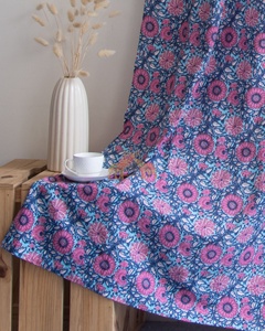 Cortinas de Algodón con Estampado a Mano de Jaipur, Diseño Floral, Suaves, Ligeras y Duraderas para el Hogar, Cafeterías y Restaurantes - Product Image 4