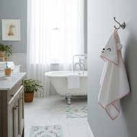Toalla de baño con capucha para bebé, ultra lujosa, de algodón, con bordado, sostenible, premium, súper suave, con estampado animal y orejas.