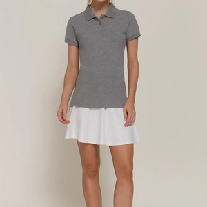 T-shirt polo uni en coton de haute qualité à séchage rapide pour femme, coupe ajustée, décontracté, style uniforme scolaire/bureau - Product Image 2