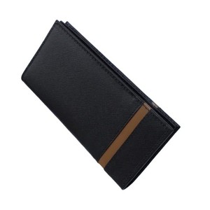 Portefeuille long exécutif en cuir noir élégant, ultra-mince, minimaliste, à double pli, avec protection pour chéquier, pochette premium pour espèces et cartes, utilisation quotidienne - Product Image 2