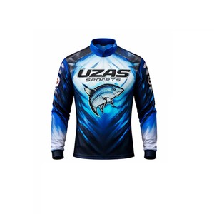 Vêtements de pêche professionnels pour hommes, impression numérique intégrale par sublimation, 100% coton polyester, col rond - Product Image 1