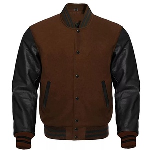 Chaqueta Bomber Gris para Hombre, Mangas de Cuero PU Negro, Cuello Alto, Cierre de Botones, Casual, Resistente al Viento, Transpirable, Estilo Urbano, Invierno - Product Image 3