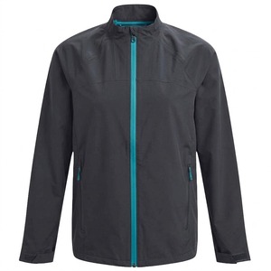 Veste coupe-vent zippée pour homme, couleur unie, col montant, décontractée, automne, polyester, coupe régulière, manches longues - Product Image 1