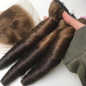 Prix de gros couleur personnalisée 100% Super vietnamien Extensions de cheveux humains printemps bouclés Super Double dessiné pour Genius trame Hai - Product Image 3