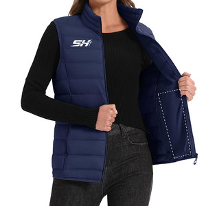 Gilet matelassé pour femme personnalisable, 100 % polyester, avec poches intérieures et latérales, sans manches, prix bas - Product Image 1