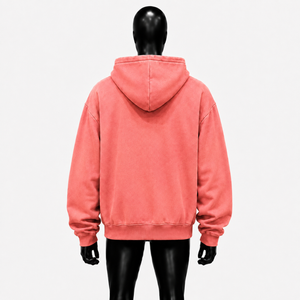 Sudadera con capucha rosa coral personalizada con cremallera, estilo gótico oversize con gráfico de cruz y letras AB, ropa urbana unisex de moda para hombre. - Product Image 2
