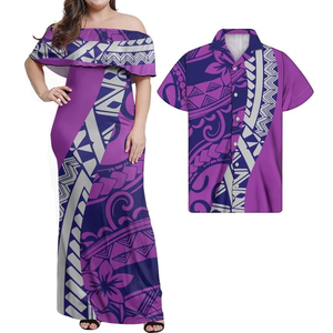 เสื้อยืดฮาวายแบบสั่งทำพิเศษ ชุดเดรสยาวไซส์ใหญ่แบบไหล่เดียวสำหรับคู่รักไปเที่ยวพักผ่อนริมชายหาด - Product Image 3