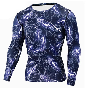 Camiseta de Compresión de Manga Larga Sublimada para Hombre, Colores Personalizados, Cómoda, Transpirable, Spandex, Nailon, UPF50+, Secado Rápido - Product Image 1