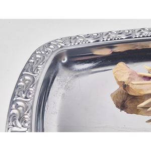Bandeja Rectangular Decorativa de Acero Inoxidable, Elegante, Hecha a Mano, con Borde de Diseño Floral, para Hotel y Restaurante - Product Image 5
