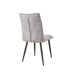 Set di sedie da pranzo moderne in 2 pezzi, sedili imbottiti in morbido velluto con struttura in ferro, colore grigio chiaro senape - Product Image 4
