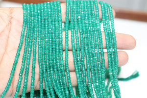 AAA ลูกปัดพลอยโมราเจียระไนสีเขียวธรรมชาติขนาด3-4มม. 13นิ้วสำหรับทำเครื่องประดับ - Product Image 3