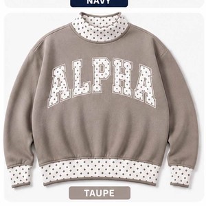Olive Green Alpha Wholesale Cotton Fleece <b>Mock</b> <b>Neck</b> Sweatshirt Women Men Ladies Unisex Gingham Patch Polka Dot University Chenil - Product Image 2