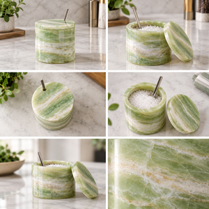 Tarro de Almacenamiento de Cocina de Piedra Natural, Contenedor de Condimentos de Ónix Pulido, Salero y Pimentero con Tapa para Encimera de Cocina - Product Image 3