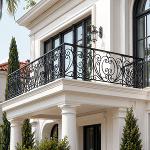 Luxury Black Wrought Iron Balcony Railing Ornamental Scroll Metal Balustrade Villa Terrace Safety Fence Design - Product Image 3