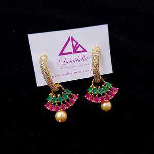 Fashion Hoop Earrings with American Diamond Style - Product Image 1