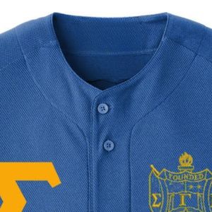 Camiseta Deportiva Extra Grande de la Hermandad Sigma Gamma Rho para Mujer, Manga Corta, Cierre de Botones, Letras Griegas Personalizadas, Color Azul Rey - Product Image 2