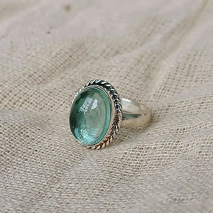 Artisan Brass Tiger Eye Bezel Set Oval Silver Plated Boho <b>Statement</b> <b>Ring</b> Handmade Elegant Women's Gift - Product Image 3
