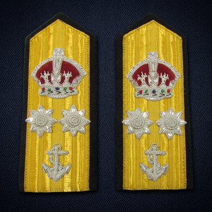 Gold Embroidered Shoulder Boards with Crown, Stars & Anchor for Men’s Uniforms – Premium -Style Epaulettes Set - Product Image 2