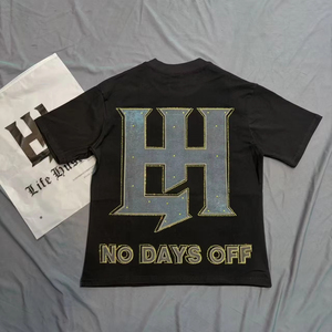 เสื้อยืดแขนสั้นคอกลมทรงปกติสำหรับผู้ชาย Life Pillars No Days สไตล์สปอร์ตแนวสตรีท ผ้าเจอร์ซีย์ผสมสแปนเด็กซ์/โพลีเอสเตอร์ สีขาวดำ - Product Image 5