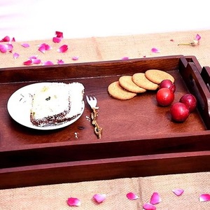 Bandeja Rectangular de Madera para Servir con Asas, Bandeja de Madera Maciza para Comida, Café, Té, Desayuno, Decoración del Hogar - Product Image 6