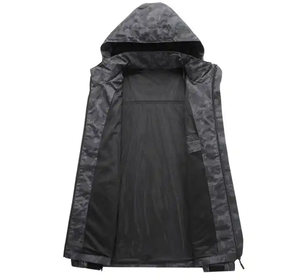 High Quality <b>Men's</b> Hooded Windbreaker <b>Jacket</b> Custom Logo Autumn Windproof Zipper Vintage <b>Camo</b> Pattern Outdoor <b>Jacket</b> - Product Image 2